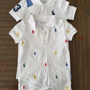 2 for 20$ Ralph Lauren Babies White Polo Shirt with Colorful Embroidery.